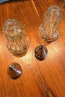 Vintage Clear Glass Salt and Pepper Shakers Silverplate Tops 3 1/2" Tall — photo 5