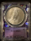 1923 P Peace Silver Dollar Coin PCGS MS63+ CH BU UNC Purple holder Some Toning