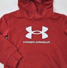 Kids Under Armour Red Hoodie Sweatshirt Logo Pocket Size 4