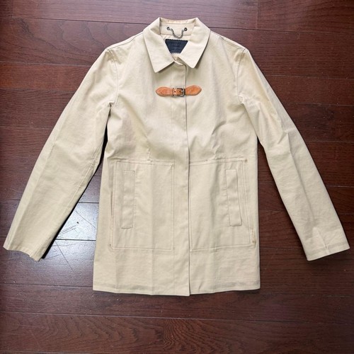Prada, PRADA Rubberized Bonded Cotton Mac Coat Beige Made in Italy Size 40 Raincoat