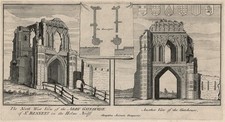 Abbey Gatehouse St Benets Norfolk Antique Engraving c1724 Society of Antiquaries