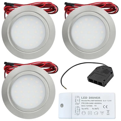 Flache Milchglas LED Möbeleinbauleuchten 2,4W für Schränke, Möbel, Decken, Wände - Bild 1 von 4