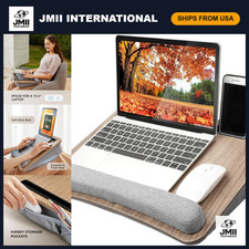Laptop Lap Desk with Cushion for 15.6" Laptops, Portable Woodgrain Design