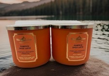 LOT OF 2 Bath  Body Works Pumpkin Spice Latte 3-Wick 14.5 Oz Candle FREE SHIP  
