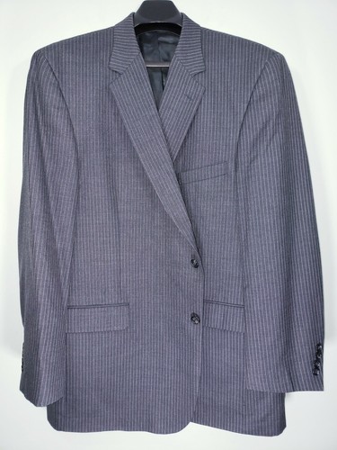 Bill Blass Suit Mens 50L 43x27 Pants Gray Pencil Stripe Interview Dressy Classy - Picture 2 of 12