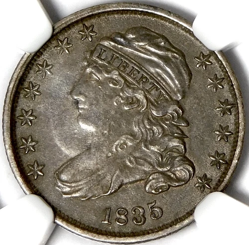 🌚😍🌚🇺🇸🦅NGC AU53 1835 CAPPED BUST DIME