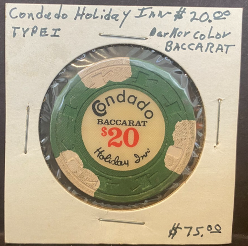 Puerto Rico, CONDADO HOLIDAY INN "BACCARAT", Casino Chip, $20.00