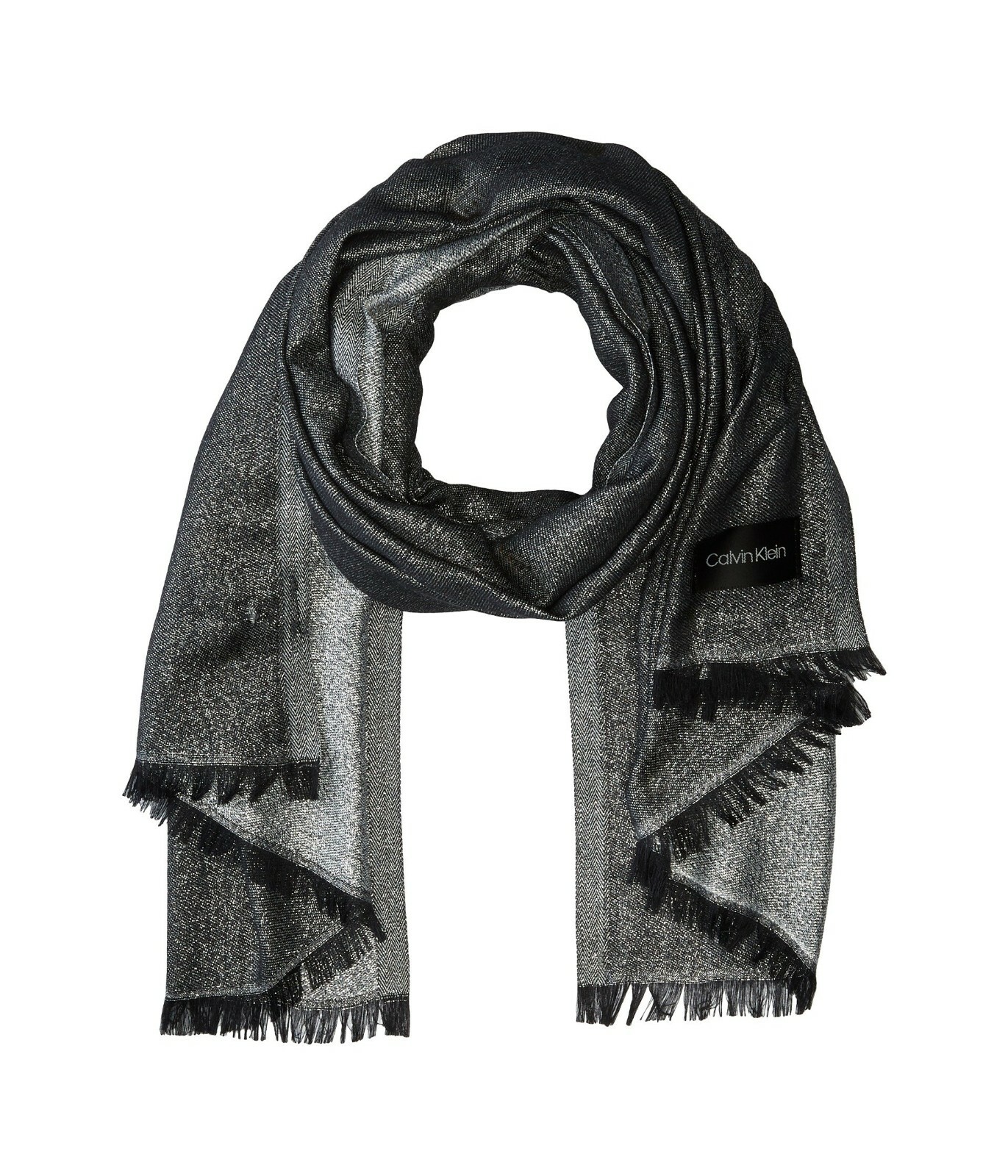 Calvin Klein Lightweight Lurex Plaited Scarf Grey Style #A8WS4701