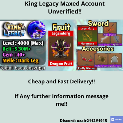 SOLD - Selling Roblox Account (Max Blox Fruits, King Legacy, Slayer  Unleashed, Etc.) - EpicNPC