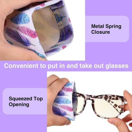 Mouth Snapped Sunglasses Eyeglass Leaves Glasses Case Soft Pouch Bag Pocket NEW - Picture 2 of 22