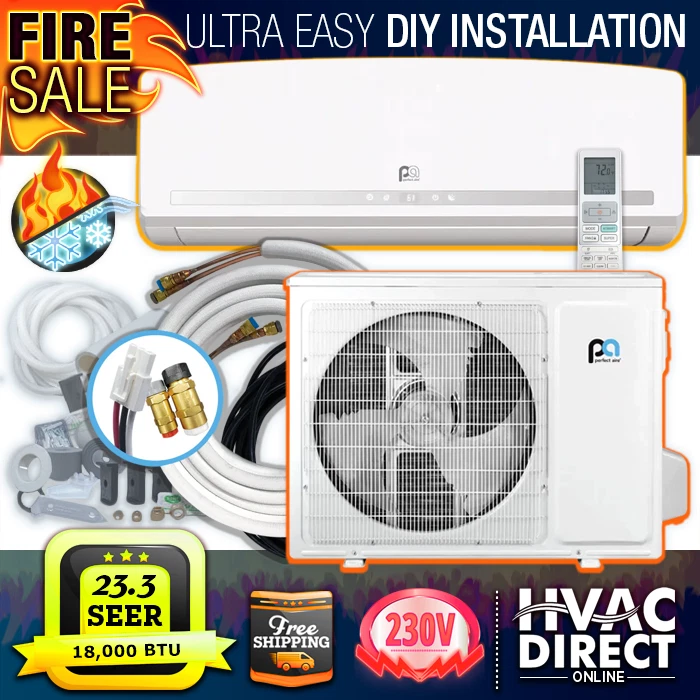 DIY 18K BTU 23.3 SEER Quick Connect 230V Ductless Mini Split AC Heat Pump  w/WiFi | eBay