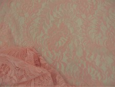 Embroidered Stretch Lace Apparel Fabric Sheer Floral Seashell Pink RR303