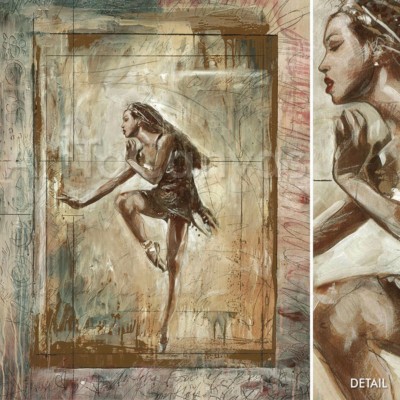 27W''x34H'' JAZZ LADY by ELENA - MUSICAL BALLET DANCER CHOREOGRAPHY CANVAS