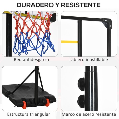 Canasta de Baloncesto Altura Ajustable 178-208 cm con Ruedas - Imagen 3 de 6