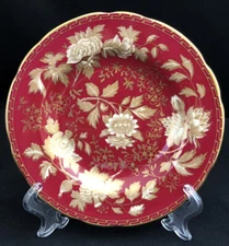 WEDGWOOD TONQUIN RUBY RED & GOLD FLORAL 6" SCALLOPED BREAD BUTTER PLATE-Quantity