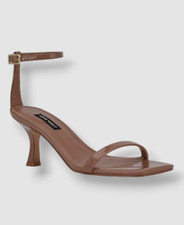Nine West Women's Brown Ripe Square Toe Kitten Heel Dress Sandals Shoes Sz 9M
