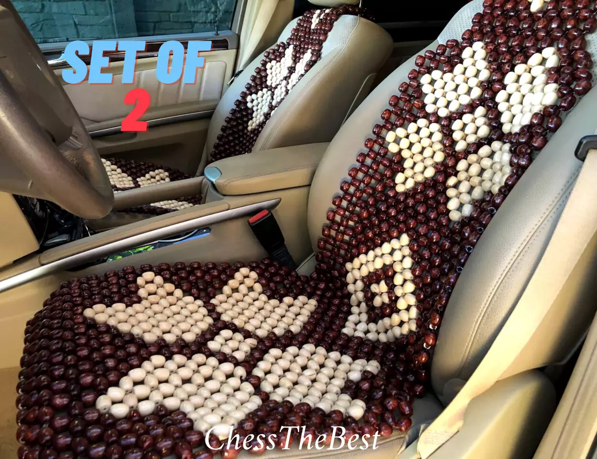 Bead Seat Cover 2 PCS. Wood Beads Car Seat Covers Set Seat Cover for Vehicle