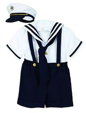 Sailor Short Set Boys Navy White Nautical Outfit Set Infant 3-12M Toddlers 2T-4T