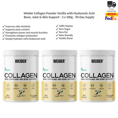 Weider Collagen Powder Vanilla with Vitamin C - Bone, Joint & Skin Support x3
