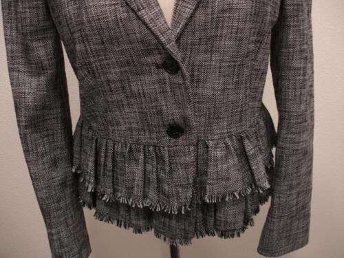Women's 8 Rebecca Taylor Tailored Suiting Peplum Jacket Black Blue Tweed Blazer - Picture 3 of 16