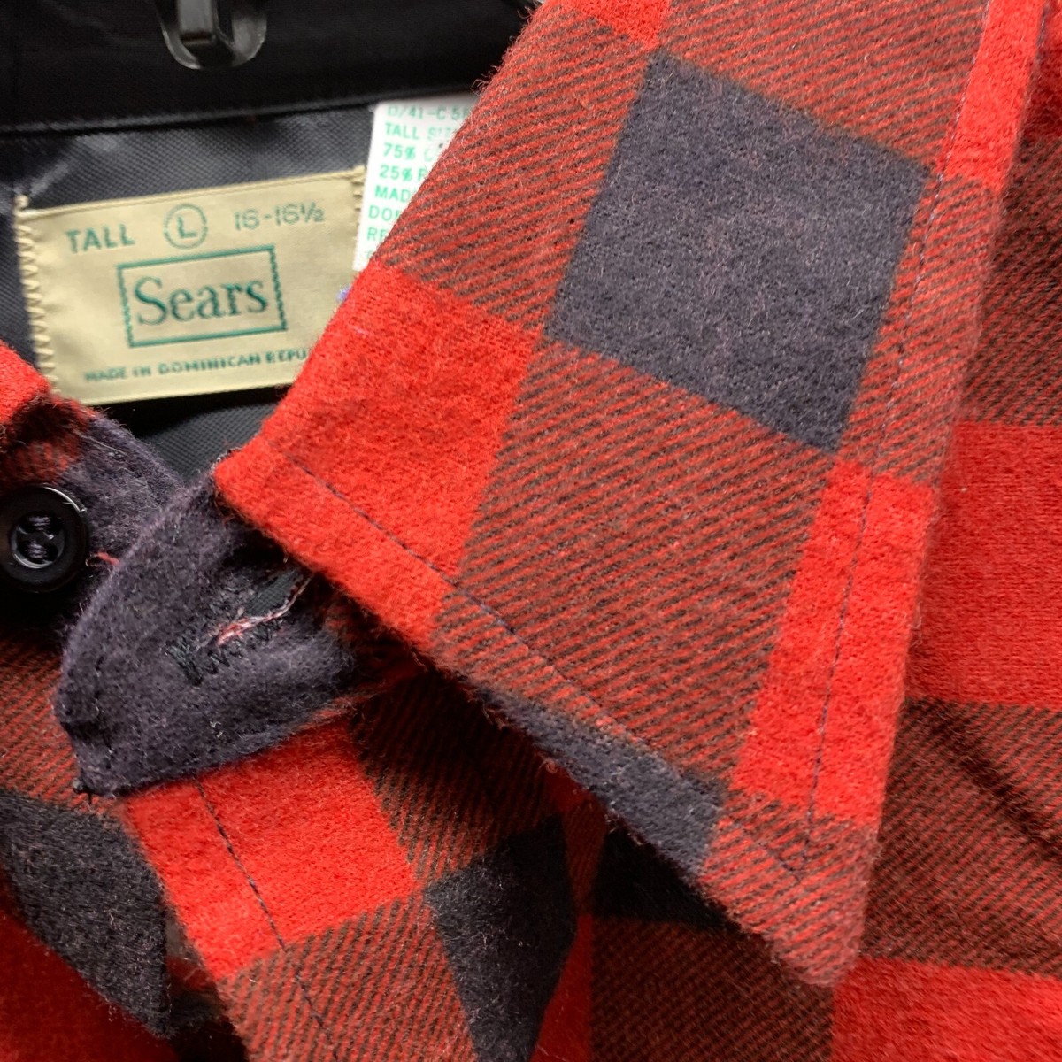 Vintage Sears Shirt Adult Large Red Black Mens Flannel Vintage Sears Shirt Adult Large Red Black Mens Flannel