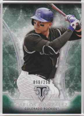 2015 TOPPS TRIPLE THREADS EMERALD CARLOS GONZALEZ 96/250 COLORADO ROCKIES #36