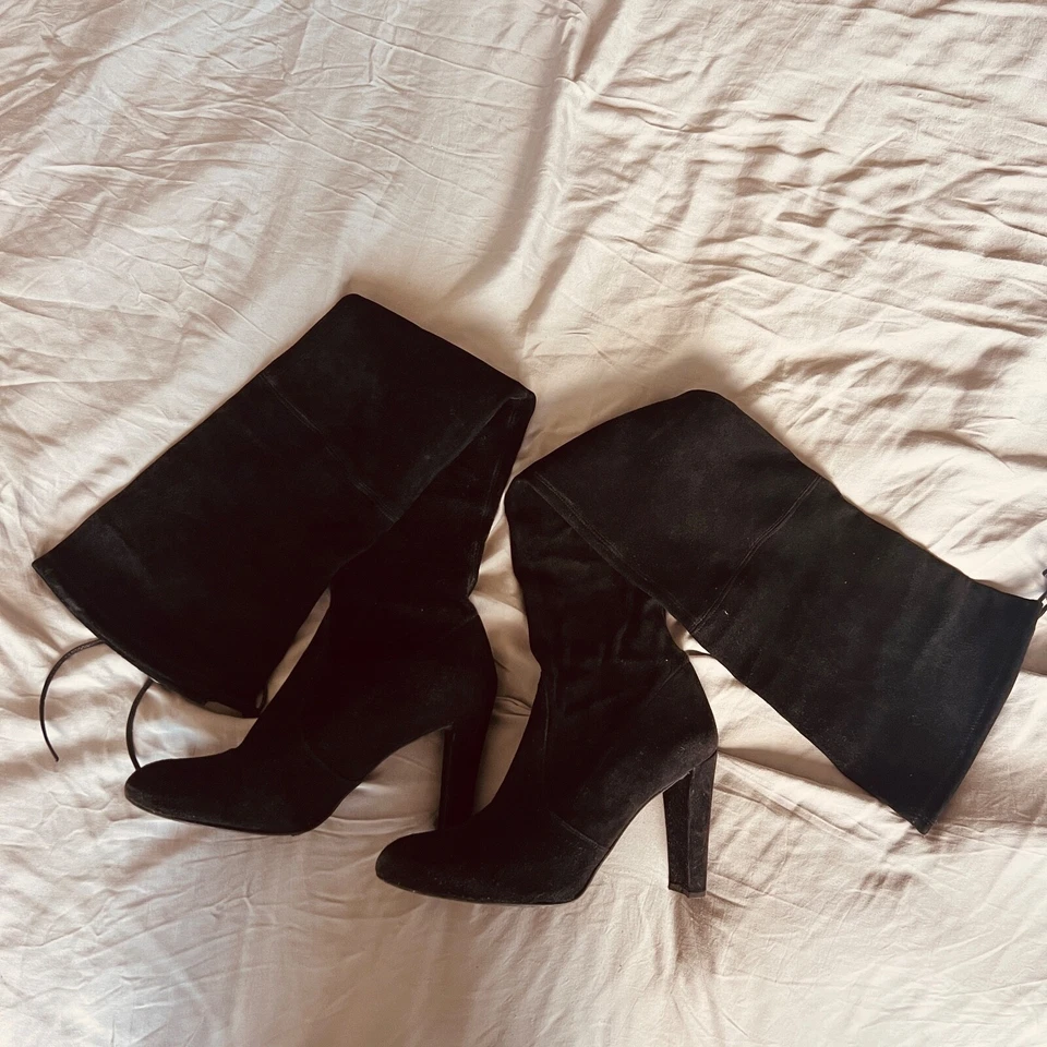 Stuart Weitzman Vidaland_ Boots Black Suede Over The Knee Size 10 100MM Highland - Image 4 of 4