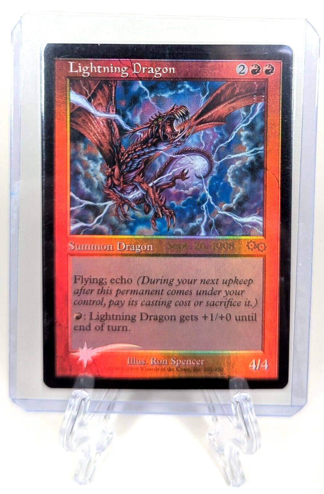 MTG Foil Lightning Dragon | NM | Urza’s Saga Prerelease Promo | Magic