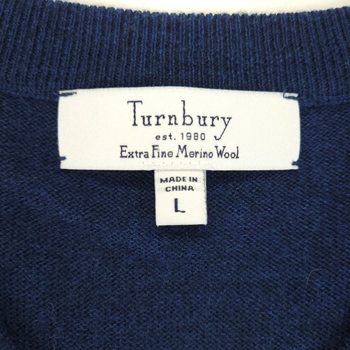 Turnbury Sweater Vest Mens Large Blue V Neck Extra Fine Merino Wool Super Soft - - Picture 4 of 11