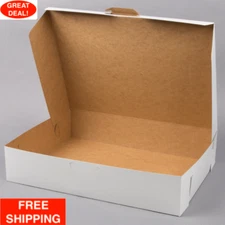 50/CASE Bundle 19" x 14" x 4" White Half Sheet Cake Cupcake Donut Bakery Box
