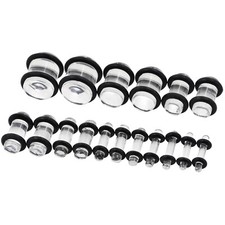 18Pcs Ear Gauges Kit 14G-00G Acrylic O-Ring Ear Plug Expander Piercing Set