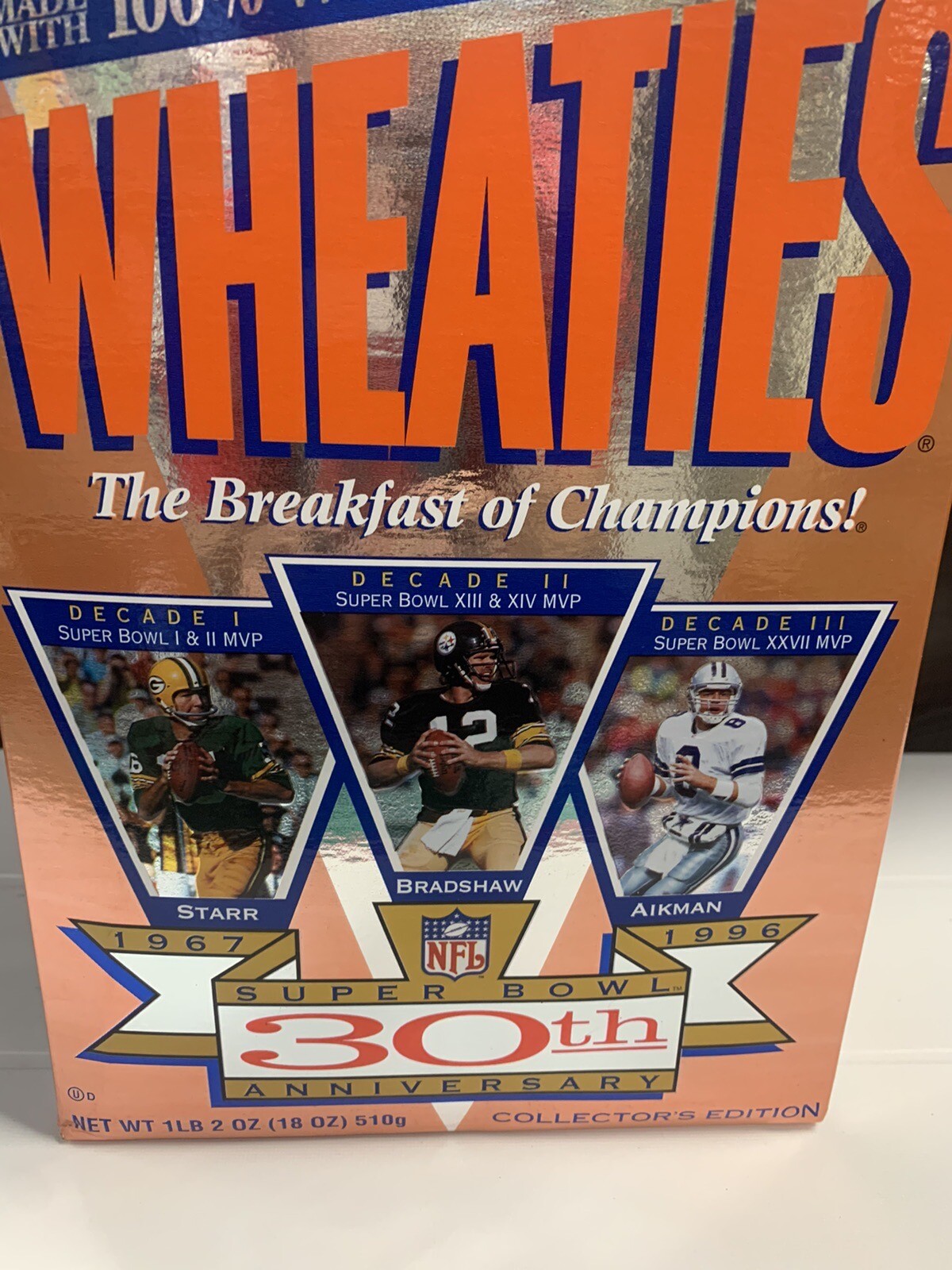 Wheaties Collectible Cereal Box Super Bowl 30th Anniversary 19951996 eBay