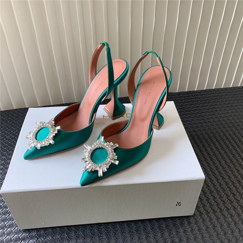 Amina Muaddi Sunflower Rhinestone Silk Pointed Heels, Wedding Banquet Sandals - Picture 2 of 27