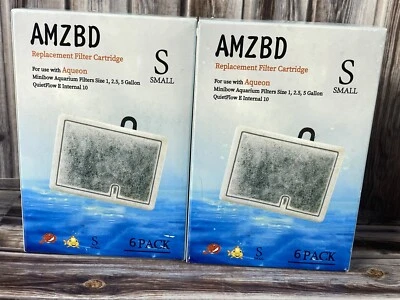AMZBD Small Filter Cartridge 12 Pk - Use w/ Aqueon Minibow 1, 2.5, 5 Gallon Tank
