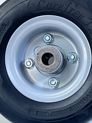 Antego 9x3.50-4 Flat Free Tire, 4in Hub, 3/4in Caged Roller Bearings, 4PK, A422503100651PU93504