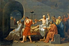 THE DEATH OF SOCRATES GREEK PHILOSOPHER PAINTING BY JACQUES LOUIS DAVID REPRO 