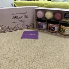 Spa Luxetique Himalayan Bath Salt Gift Set Foot Body Soak Essential Oil 8pc New