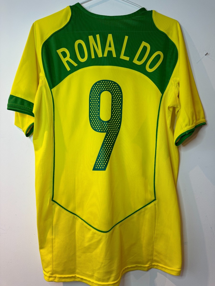 BRASIL HOME SHIRT 2004-2005 NIKE [M] RONALDO #9 FOOTBALL R9