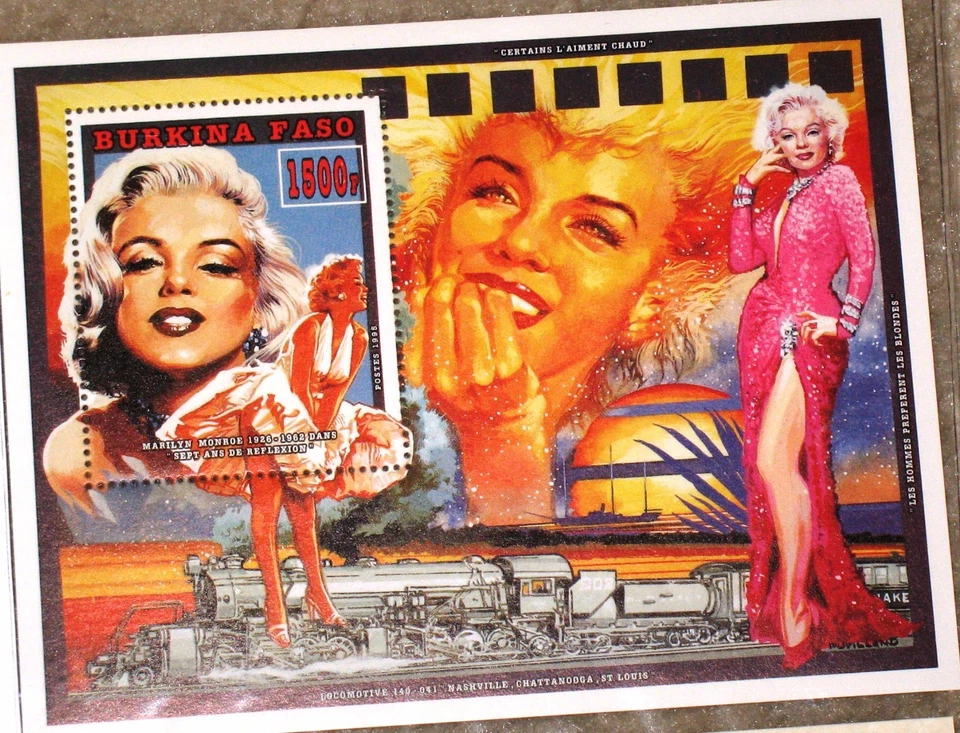 Marilyn Monroe 30th anniversary Stamp mini Sheet Commem. Burkina Faso MNH COA - Image 2 of 3
