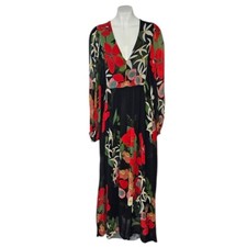 Farm Rio x Anthropologie Long-Sleeve V-Neck Floral Maxi Dress Size Medium, NWT