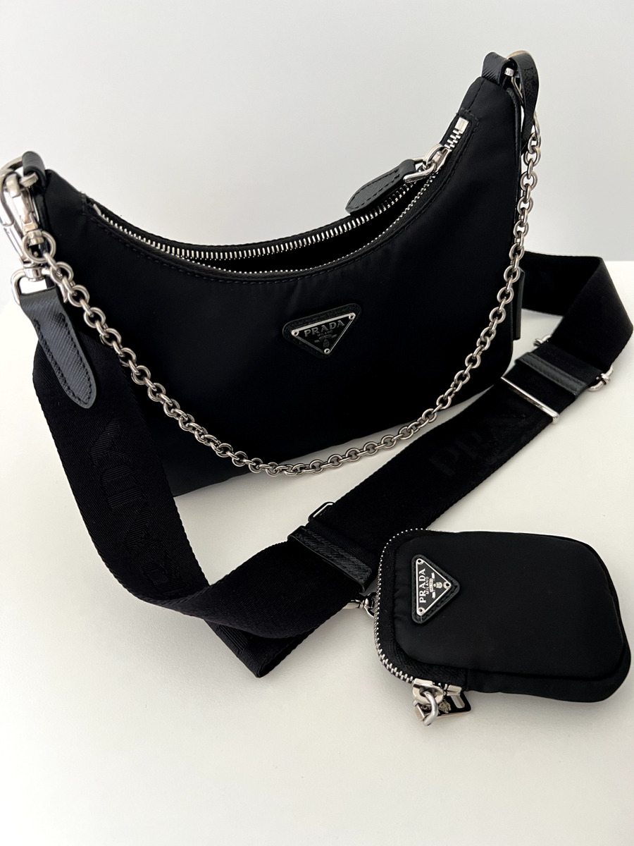 Prada Multiple Pochette Re-edition 2005 Black Nylon Bag