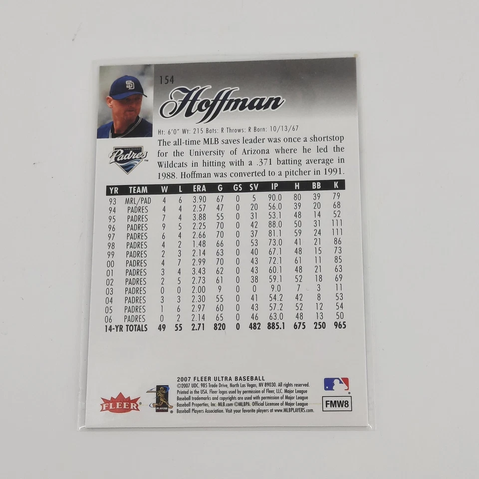 2007 Fleer Ultra Trevor Hoffman San Diego Padres #154 - Image 2 of 2