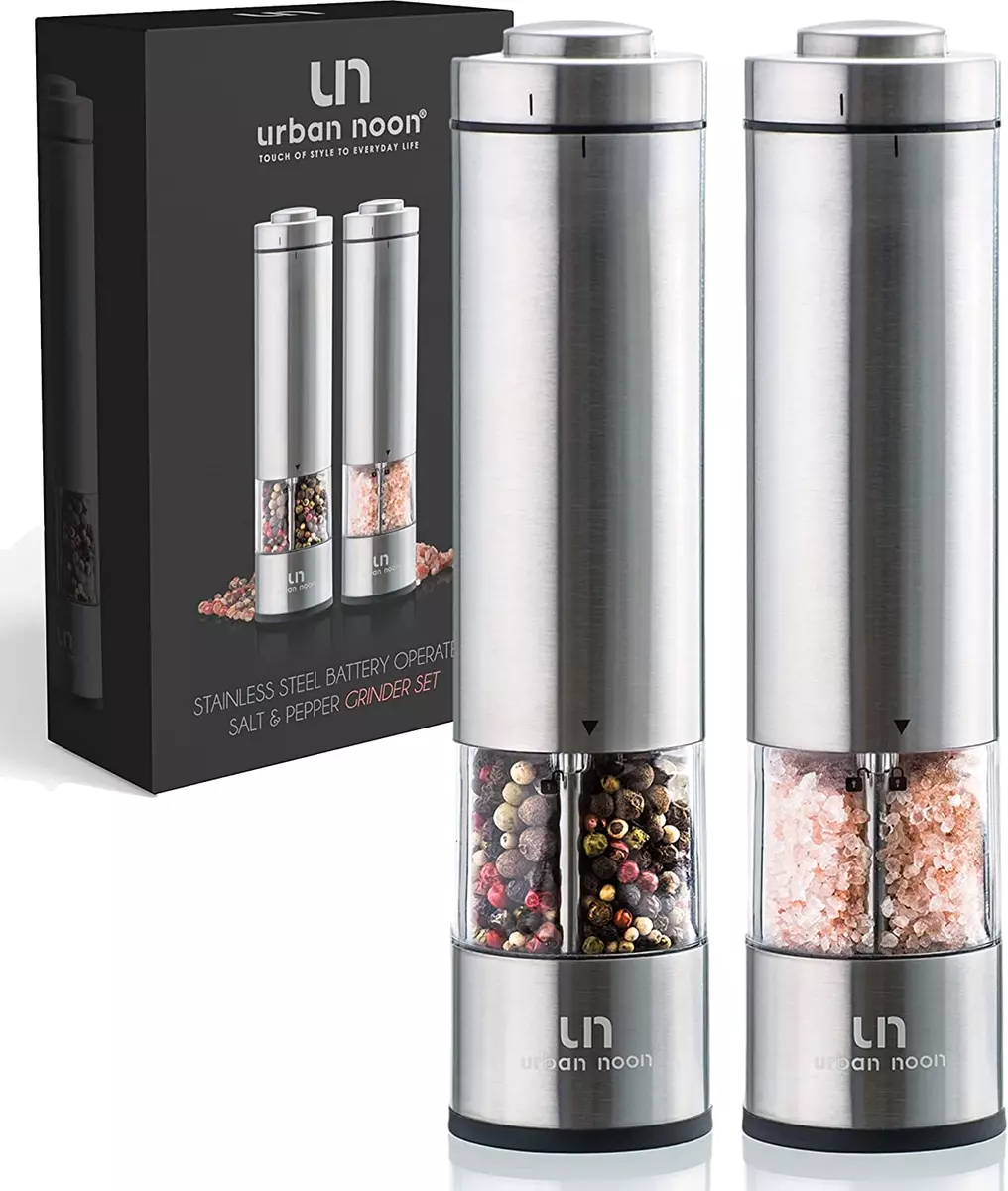 Electric Salt and Pepper Grinder Set - Battery Operated Stainless