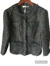 Michael Kors Black w/ Gold Metallic Shimmers Snap Button Blazer sz 6 NWT JT01