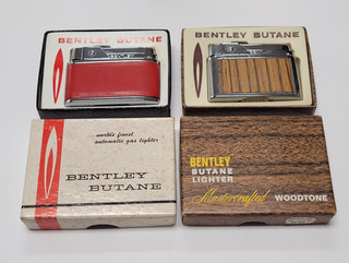 Vintage Bentley Butane Wood & Leather Lighter Lot | Sold As Is / Untested | RARE
