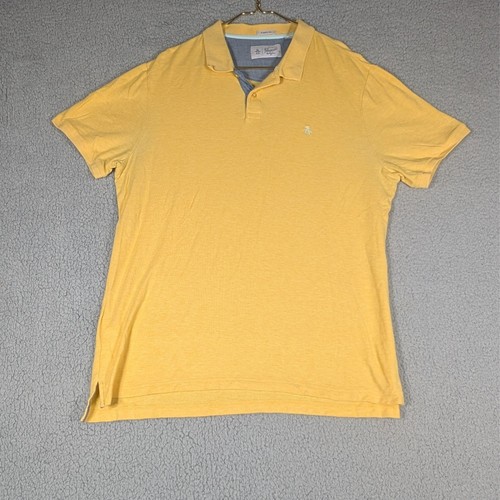 Penguin Polo Shirt Mens Extra Large Yellow Cotton Short Sleeve Embroidered Logo