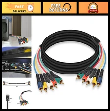 5-RCA Male RGB Component Audio Video Cable - Gold Plated for DVD, TV, VCR, Proje