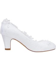 Emily bridal Lace Floral Bridal Shoes With Mid Heels