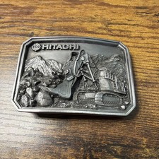 Vtg Hitachi Construction Machinery Belt Buckle Excavator Heavy Equipment 3D