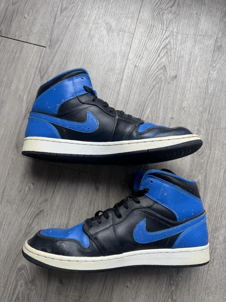 Jordan 1 Mid Royal Splatter 2018 | talla 13 para hombre EE. UU. | ¡ENVÍO RÁPIDO! Foto 3 de 4